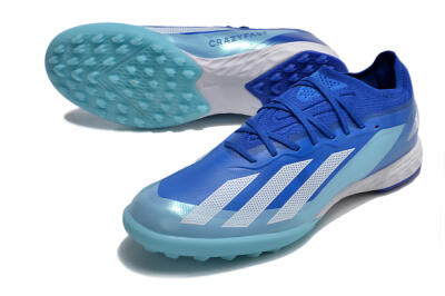 Men's Adidas X Crazyfast.1 TF Artificial Turf Low-Tops Football Shoes - Blue/Silver/White