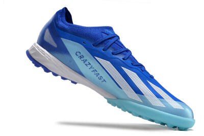 Men's Adidas X Crazyfast.1 TF Artificial Turf Low-Tops Football Shoes - Blue/Silver/White