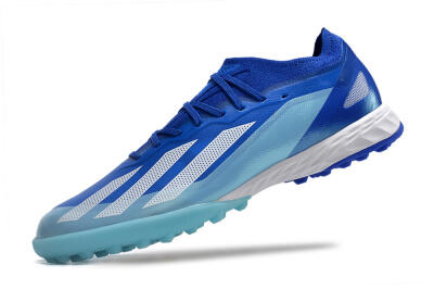 Men's Adidas X Crazyfast.1 TF Artificial Turf Low-Tops Football Shoes - Blue/Silver/White