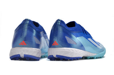Men's Adidas X Crazyfast.1 TF Artificial Turf Low-Tops Football Shoes - Blue/Silver/White