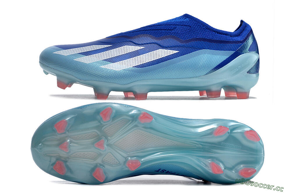 Men's Adidas X Crazyfast.1 Laceless FG Firm Ground Low-Tops Football Boots - Blue/White/Jade 1