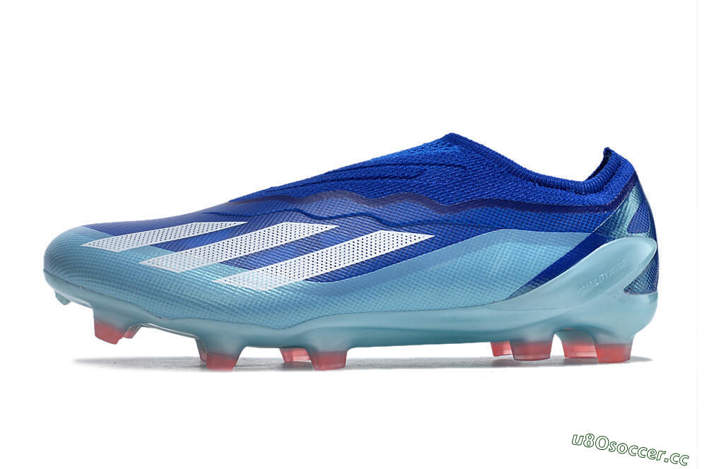 Men's Adidas X Crazyfast.1 Laceless FG Firm Ground Low-Tops Football Boots - Blue/White/Jade 0