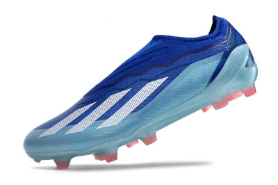 Men's Adidas X Crazyfast.1 Laceless FG Firm Ground Low-Tops Football Boots - Blue/White/Jade