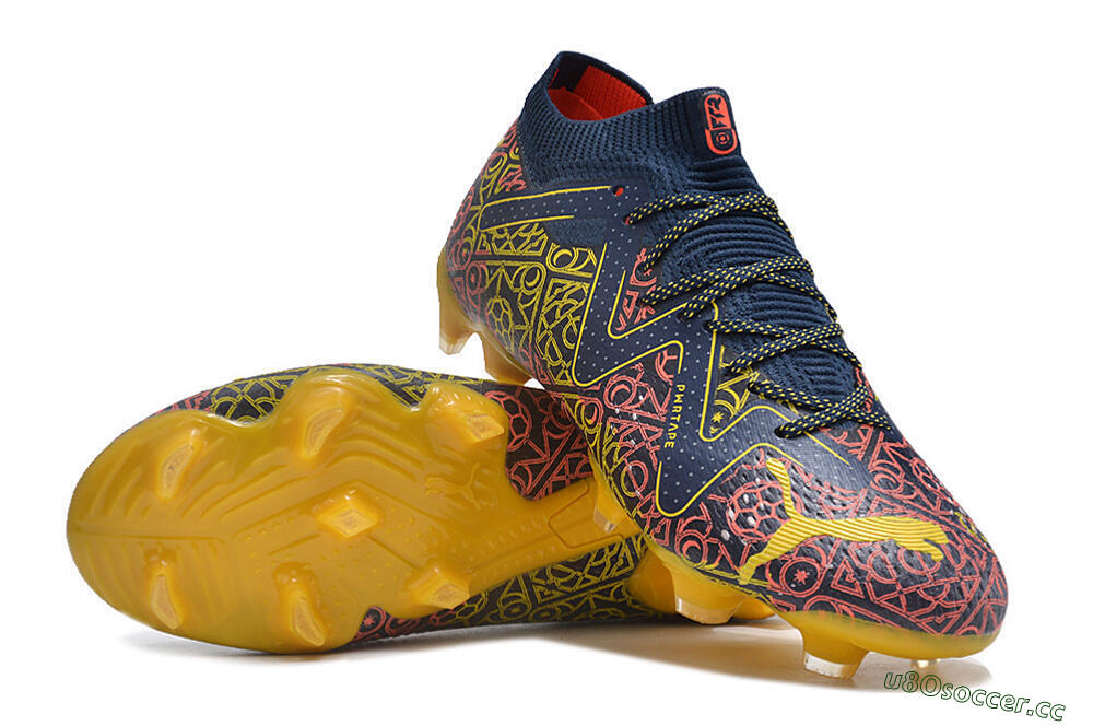 Men's Puma Future Ultimate Limited Edition FG Firm Ground Low-Tops Football Boots - Blue/Yellow/Red 3