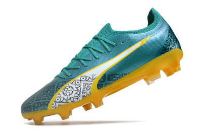Men's Puma Ultra Ultimate FG Firm Ground Low-Tops Football Boots - Jade/White/Yellow