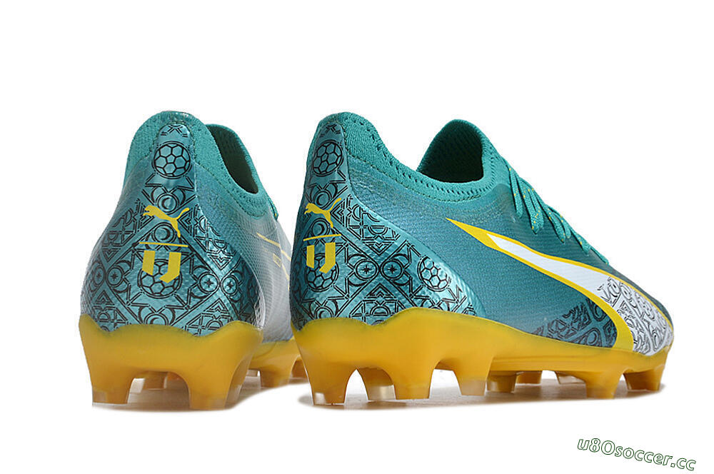 Men's Puma Ultra Ultimate FG Firm Ground Low-Tops Football Boots - Jade/White/Yellow 6