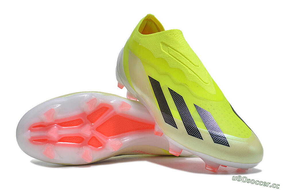 Men's Adidas X Crazyfast+ FG Firm Ground Low-Tops Football Boots - Yellow/Black/Pink 3