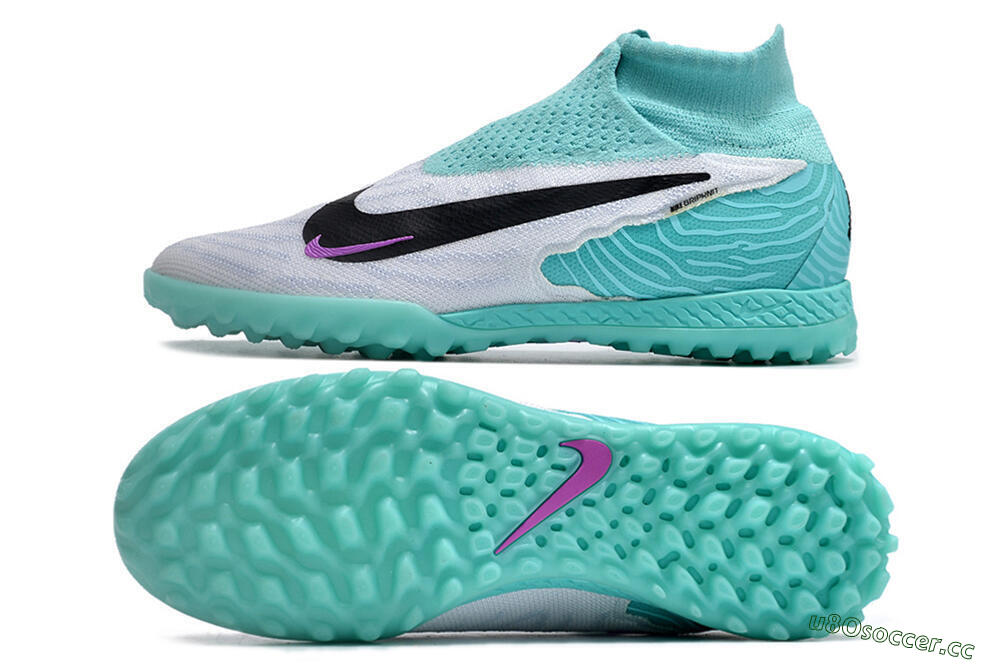 Unisex Nike Phantom GX Elite DF Link TF Artificial Turf High-Tops Football Shoes - White/Black/Jade 1