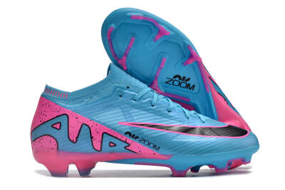 Unisex Nike Air Zoom Mercurial Vapor 15 Elite FG Firm Ground Low-Tops Football Boots - Blue/Pink/Black