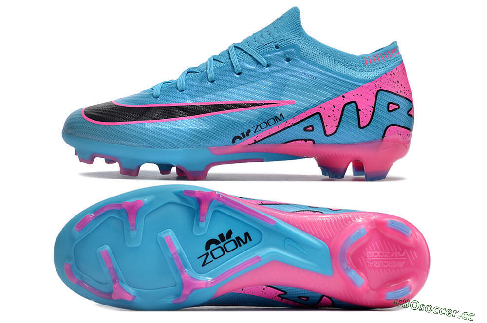 Unisex Nike Air Zoom Mercurial Vapor 15 Elite FG Firm Ground Low-Tops Football Boots - Blue/Pink/Black 1