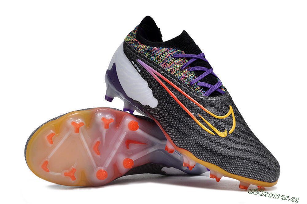 Unisex Nike Phantom GX Elite FG Firm Ground Low-Tops Football Boots - Black/Purple/Rainbow 3