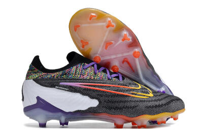Unisex Nike Phantom GX Elite FG Firm Ground Low-Tops Football Boots - Black/Purple/Rainbow