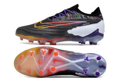 Unisex Nike Phantom GX Elite FG Firm Ground Low-Tops Football Boots - Black/Purple/Rainbow