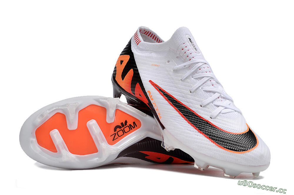 Unisex Nike Air Zoom Mercurial Vapor 15 Elite FG Firm Ground Low-Tops Football Boots - White/Orange/Black 3