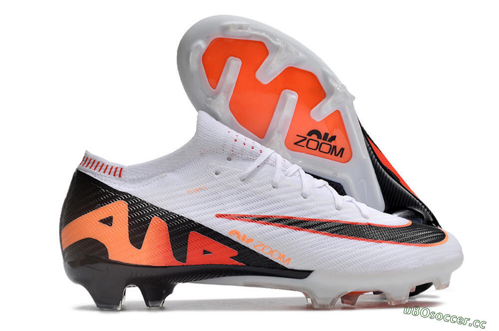 Unisex Nike Air Zoom Mercurial Vapor 15 Elite FG Firm Ground Low-Tops Football Boots - White/Orange/Black 2