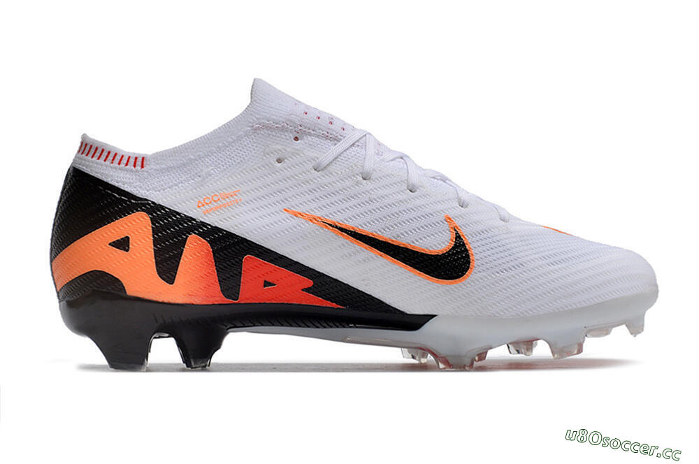 Unisex Nike Air Zoom Mercurial Vapor 15 Elite FG Firm Ground Low-Tops Football Boots - White/Orange/Black 7