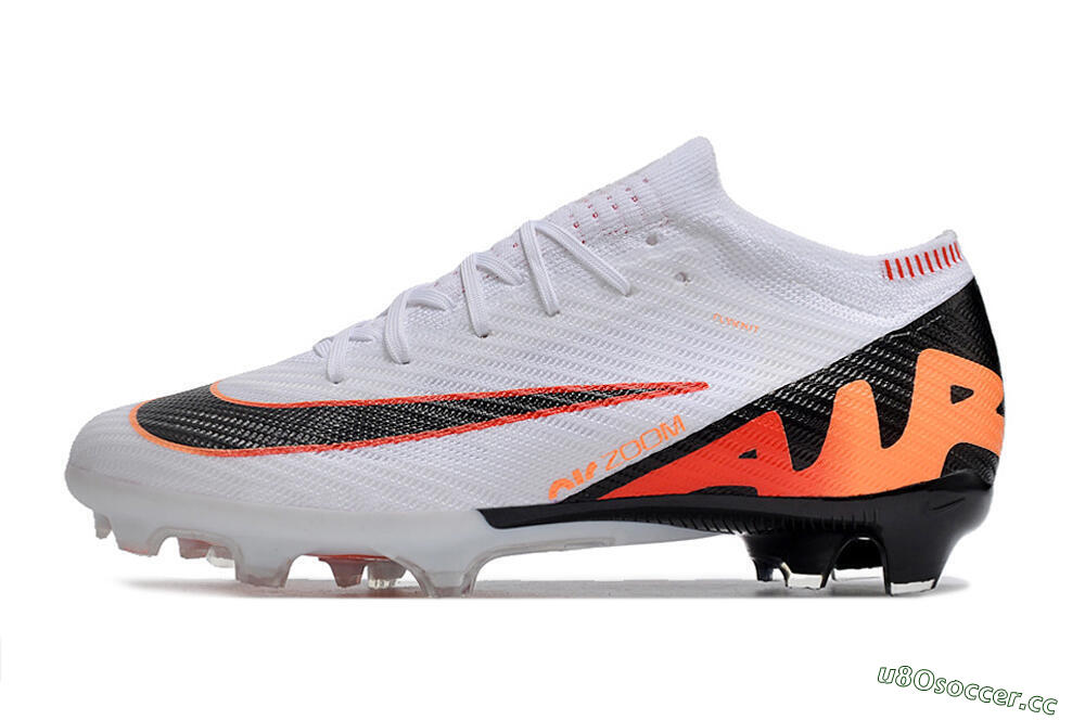 Unisex Nike Air Zoom Mercurial Vapor 15 Elite FG Firm Ground Low-Tops Football Boots - White/Orange/Black 0