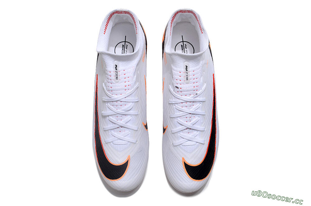 Unisex Nike Air Zoom Mercurial Superfly 9 Elite FG Firm Ground High-Tops Football Boots - White/Orange/Black 7