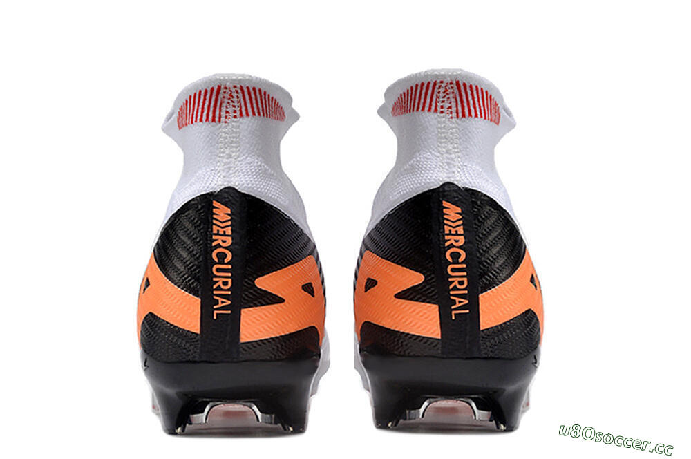 Unisex Nike Air Zoom Mercurial Superfly 9 Elite FG Firm Ground High-Tops Football Boots - White/Orange/Black 4