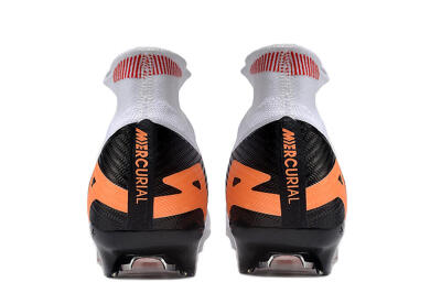 Unisex Nike Air Zoom Mercurial Superfly 9 Elite FG Firm Ground High-Tops Football Boots - White/Orange/Black