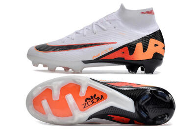 Unisex Nike Air Zoom Mercurial Superfly 9 Elite FG Firm Ground High-Tops Football Boots - White/Orange/Black