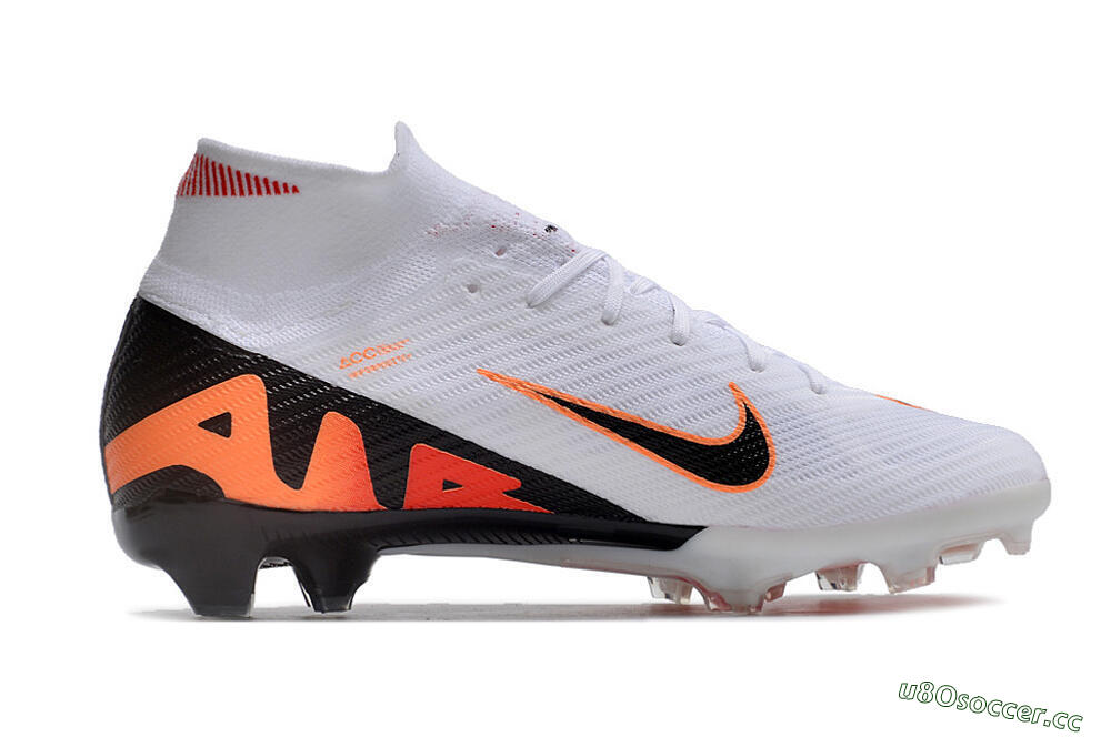 Unisex Nike Air Zoom Mercurial Superfly 9 Elite FG Firm Ground High-Tops Football Boots - White/Orange/Black 6