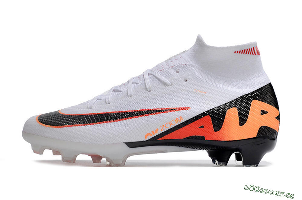 Unisex Nike Air Zoom Mercurial Superfly 9 Elite FG Firm Ground High-Tops Football Boots - White/Orange/Black 0