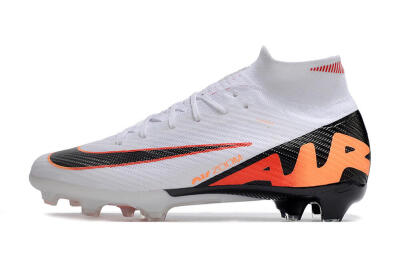 Unisex Nike Air Zoom Mercurial Superfly 9 Elite FG Firm Ground High-Tops Football Boots - White/Orange/Black