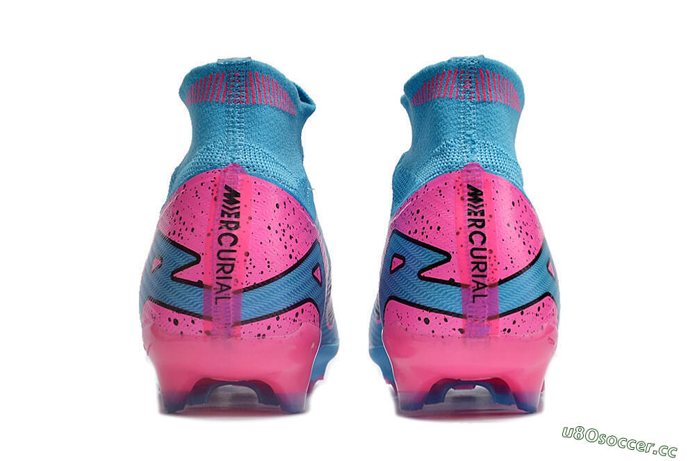 Unisex Nike Air Zoom Mercurial Superfly 9 Elite FG Firm Ground High-Tops Football Boots - Blue/Pink/Black 5