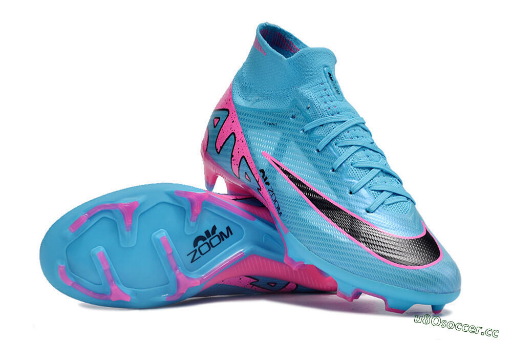 Unisex Nike Air Zoom Mercurial Superfly 9 Elite FG Firm Ground High-Tops Football Boots - Blue/Pink/Black 3