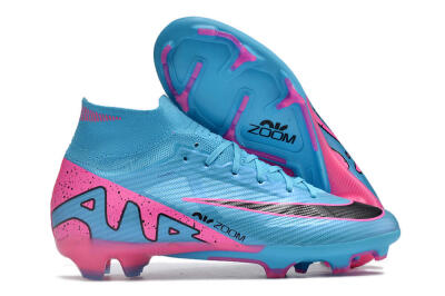 Unisex Nike Air Zoom Mercurial Superfly 9 Elite FG Firm Ground High-Tops Football Boots - Blue/Pink/Black