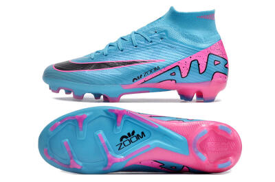 Unisex Nike Air Zoom Mercurial Superfly 9 Elite FG Firm Ground High-Tops Football Boots - Blue/Pink/Black