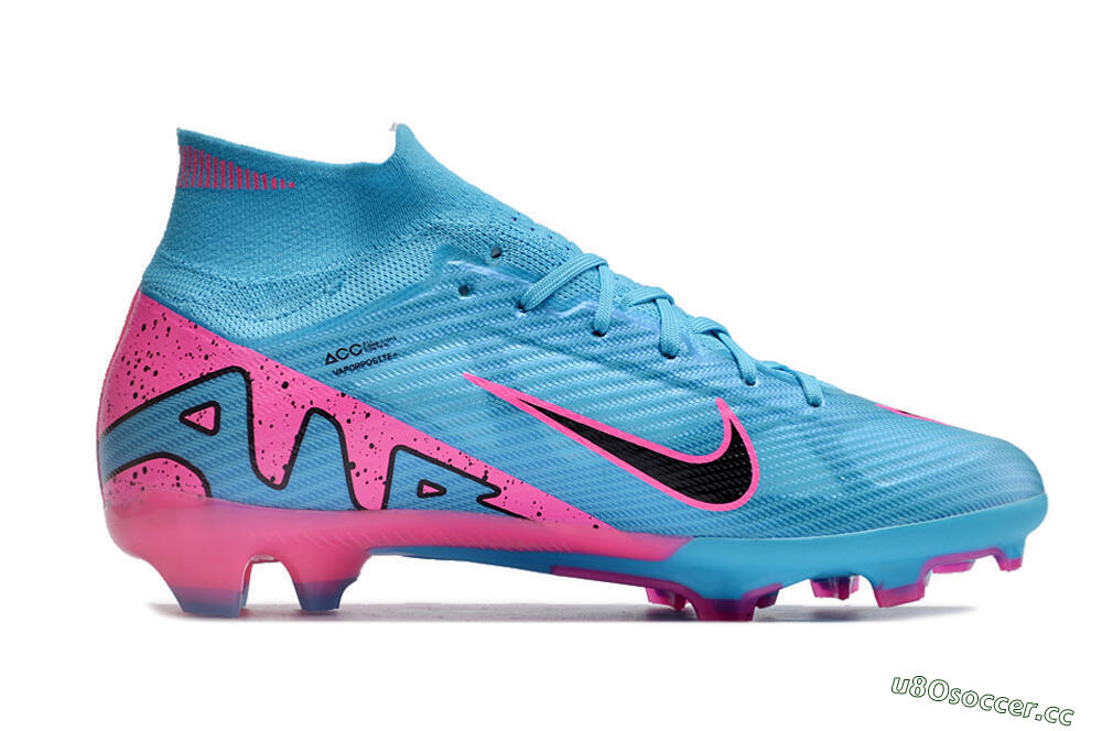 Unisex Nike Air Zoom Mercurial Superfly 9 Elite FG Firm Ground High-Tops Football Boots - Blue/Pink/Black 7