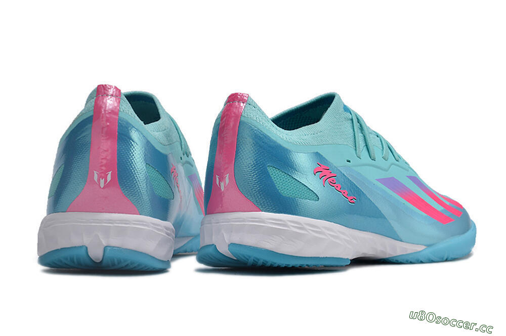 Men's Adidas X Crazyfast.1 IC Indoor & Futsal Low-Tops Football Shoes - Jade/Pink/Purple 4