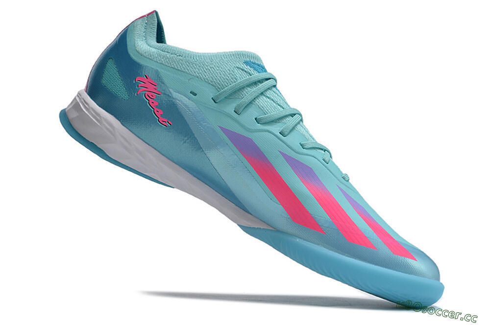 Men's Adidas X Crazyfast.1 IC Indoor & Futsal Low-Tops Football Shoes - Jade/Pink/Purple 6