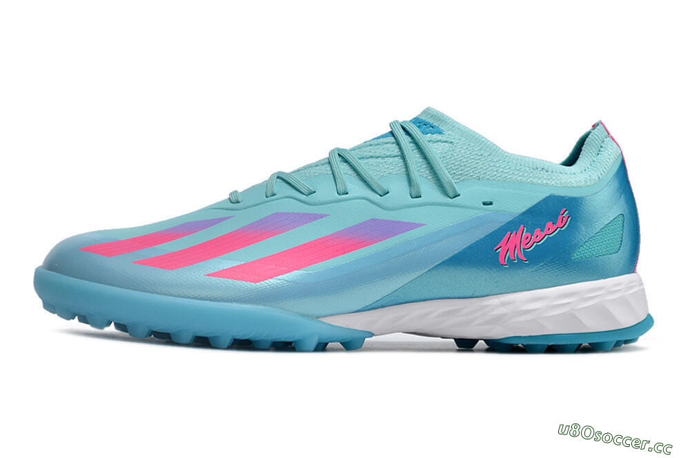 Men's Adidas X Crazyfast.1 TF Artificial Turf Low-Tops Football Shoes - Jade/Pink/Purple 0