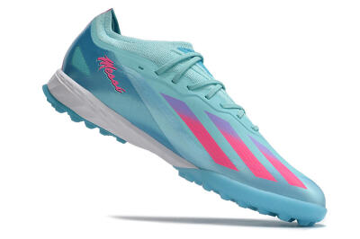 Men's Adidas X Crazyfast.1 TF Artificial Turf Low-Tops Football Shoes - Jade/Pink/Purple