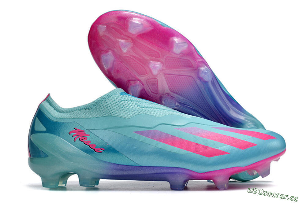 Men's Adidas X Crazyfast+ FG Firm Ground Low-Tops Football Boots - Flash Aqua/Lucid Pink/Lucid Cyan 2