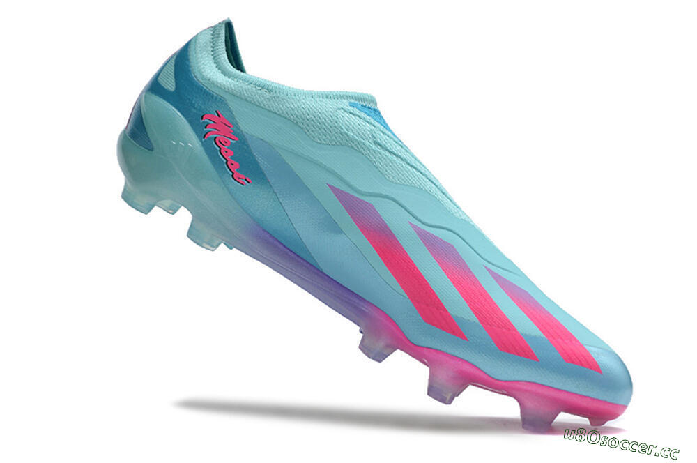 Men's Adidas X Crazyfast+ FG Firm Ground Low-Tops Football Boots - Flash Aqua/Lucid Pink/Lucid Cyan 4