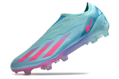 Men's Adidas X Crazyfast+ FG Firm Ground Low-Tops Football Boots - Flash Aqua/Lucid Pink/Lucid Cyan