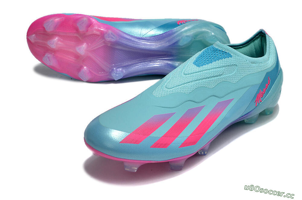 Men's Adidas X Crazyfast+ FG Firm Ground Low-Tops Football Boots - Flash Aqua/Lucid Pink/Lucid Cyan 3