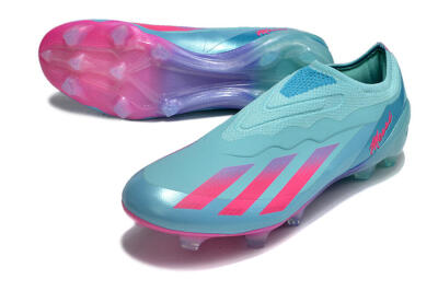 Men's Adidas X Crazyfast+ FG Firm Ground Low-Tops Football Boots - Flash Aqua/Lucid Pink/Lucid Cyan
