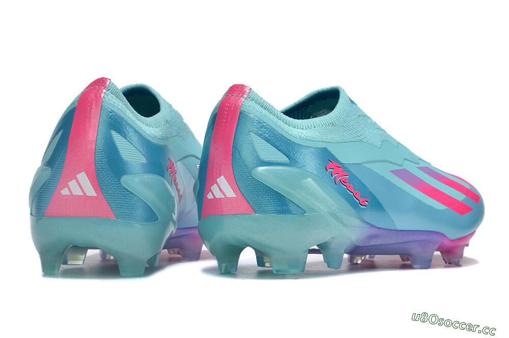 Men's Adidas X Crazyfast+ FG Firm Ground Low-Tops Football Boots - Flash Aqua/Lucid Pink/Lucid Cyan 6