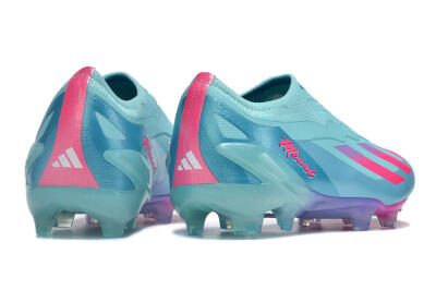 Men's Adidas X Crazyfast+ FG Firm Ground Low-Tops Football Boots - Flash Aqua/Lucid Pink/Lucid Cyan