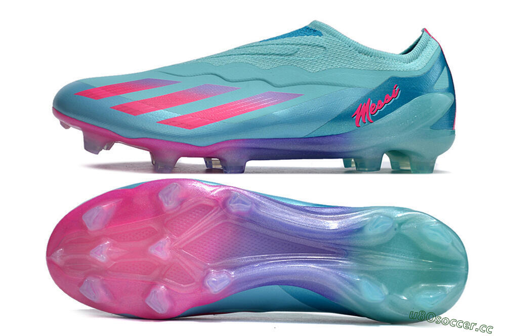 Men's Adidas X Crazyfast+ FG Firm Ground Low-Tops Football Boots - Flash Aqua/Lucid Pink/Lucid Cyan 1