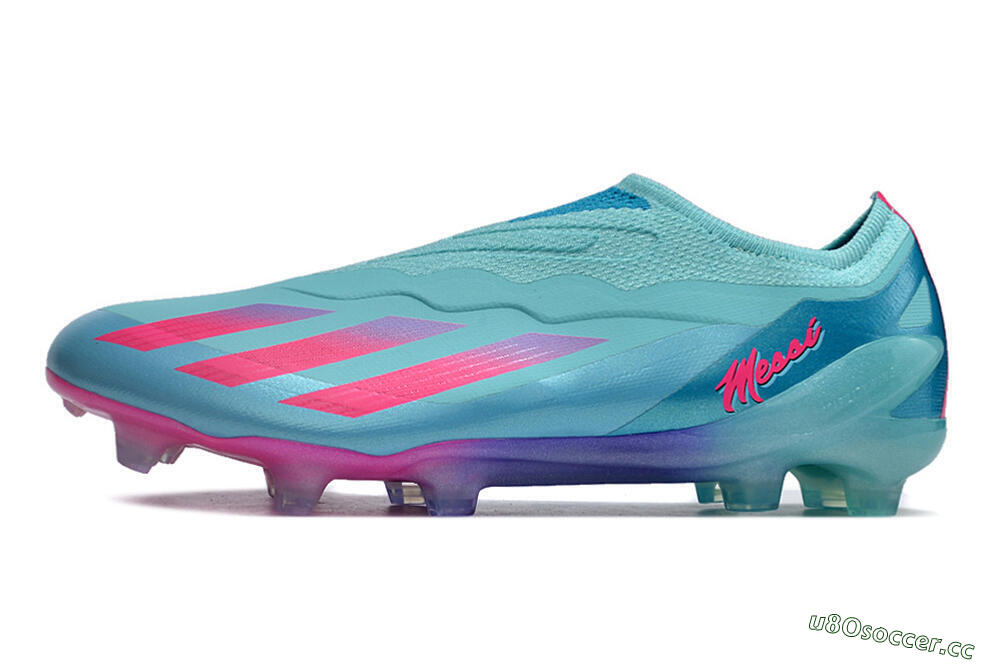 Men's Adidas X Crazyfast+ FG Firm Ground Low-Tops Football Boots - Flash Aqua/Lucid Pink/Lucid Cyan 0