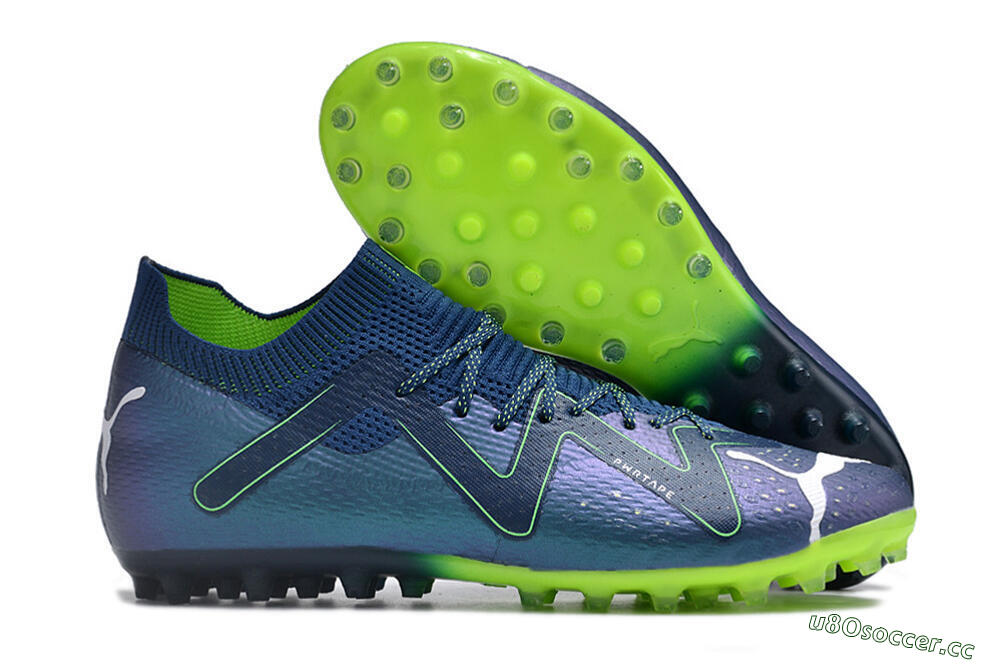 Men's Puma Future Ultimate MG Multi Ground Low-Tops Football Boots - Blue/Green 2