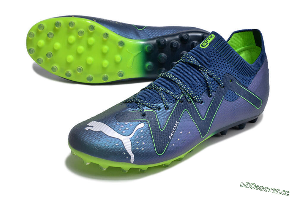 Men's Puma Future Ultimate MG Multi Ground Low-Tops Football Boots - Blue/Green 3