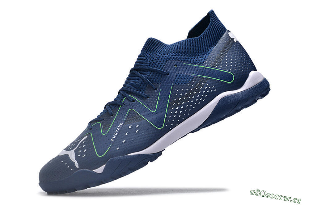 Men's Puma Future X Powercat Tokyo Match TF Artificial Turf Low-Tops Football Shoes - Blue/White 5