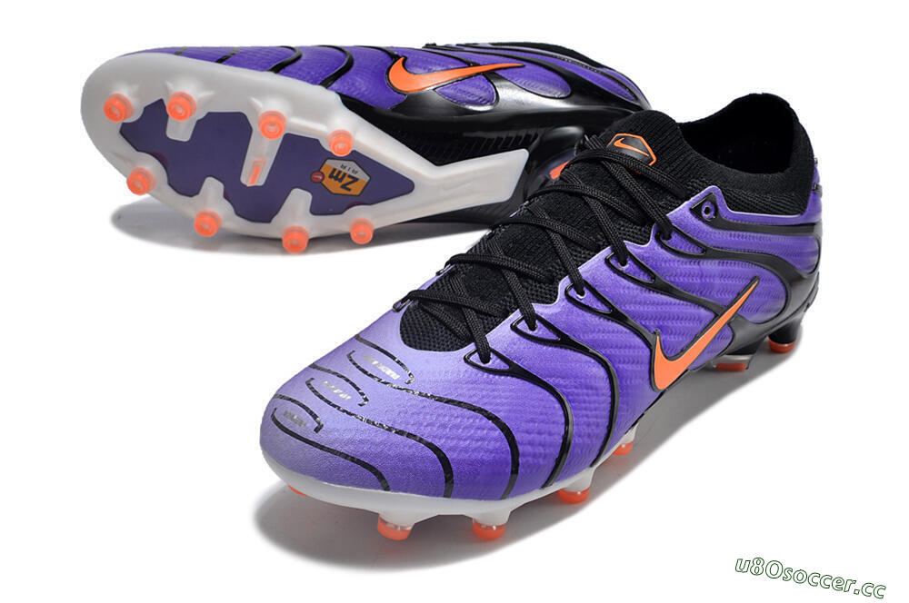 Men's Nike Air Zoom Mercurial Vapor 15 Elite AG Artificial Grass Low-Tops Football Boots - Purple/Black/Orange 3